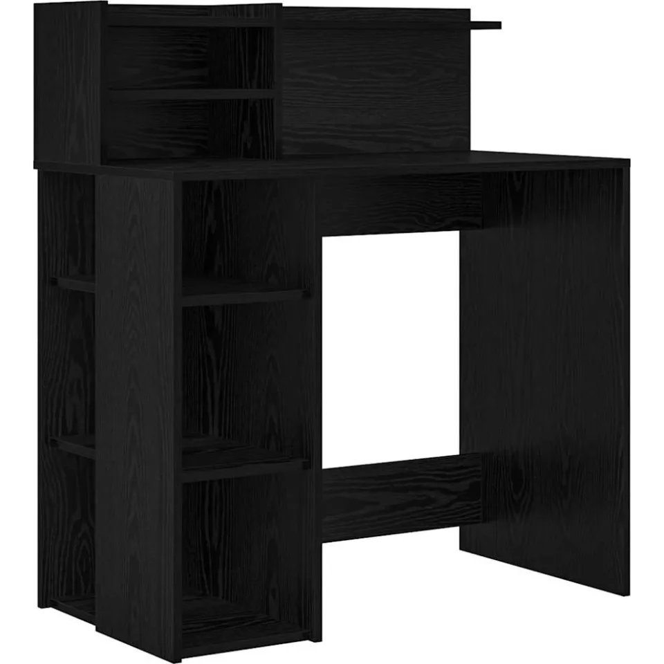 vidaXL Bureau Zwart Eiken 90 x 48 x 101,5 cm Bewerkt hout, foto 3
