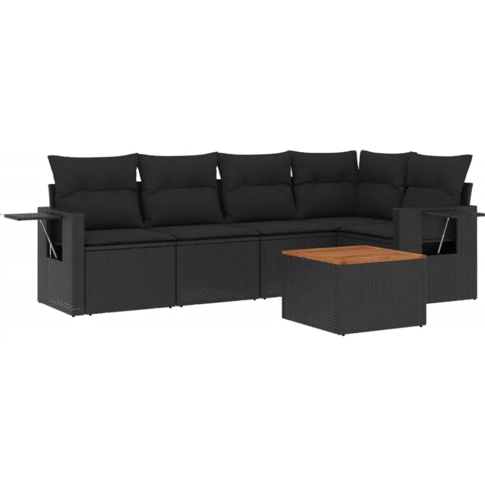 vidaXL Patio Sofa Set 5-zits Black, foto 3