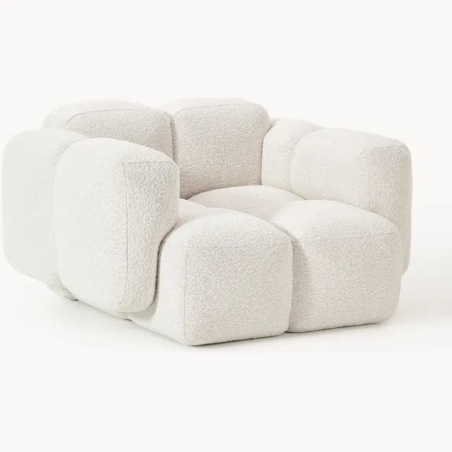 Westwing Collection Loungefauteuil Tayla van bouclé Wit