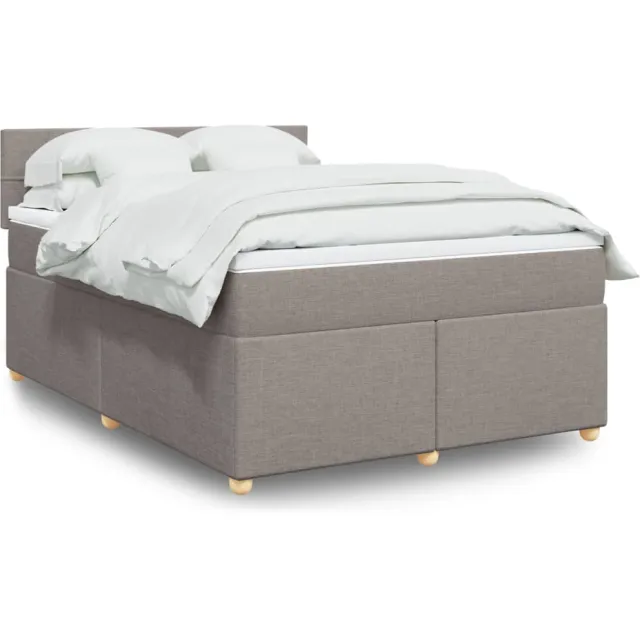 vidaXL Boxspring met matras stof taupe 140x190 cm