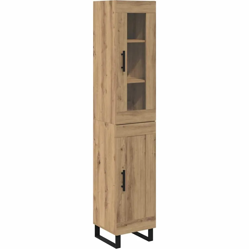 vidaXL Highboard Artisan Eiken 34,5 x 34 x 180 cm Bewerkt hout, foto 3