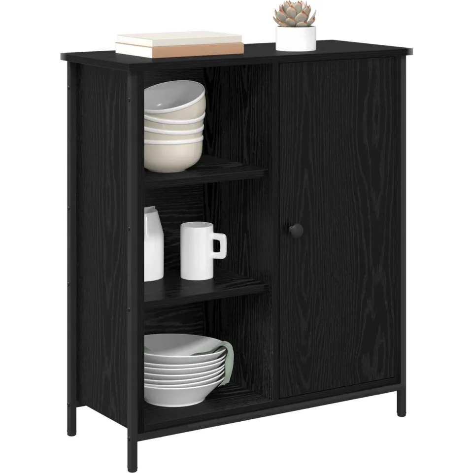 vidaXL Dressoir Zwart Eiken 70 x 30 x 80 cm Bewerkt hout