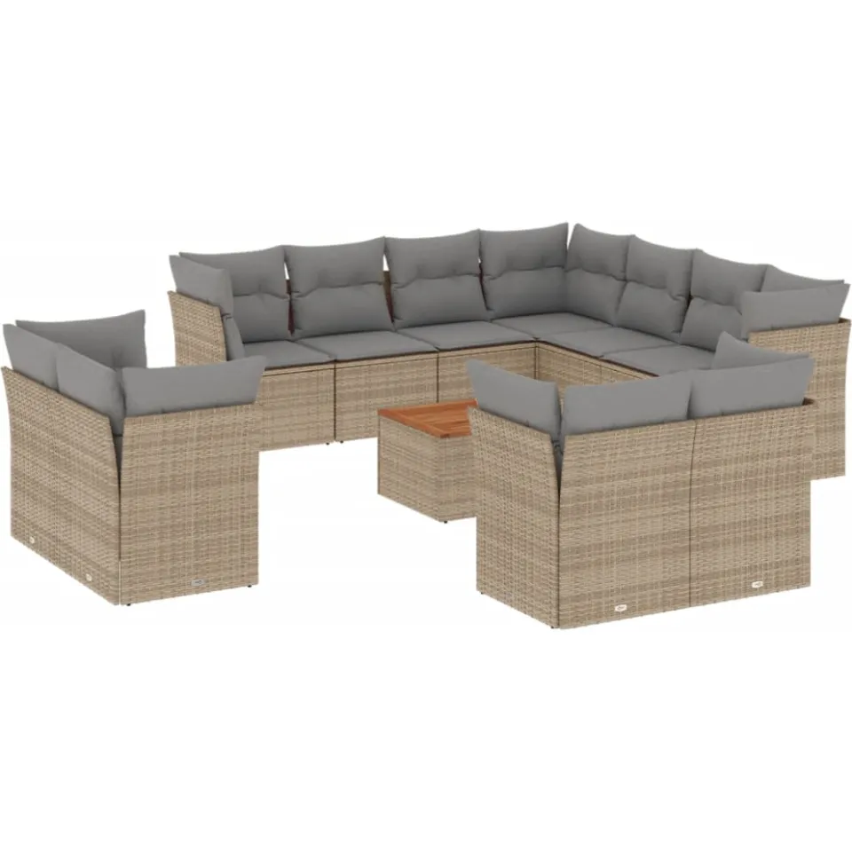 vidaXL Patio Sofa Set 11-zits Mix Beige en Lichtgrijs, foto 3