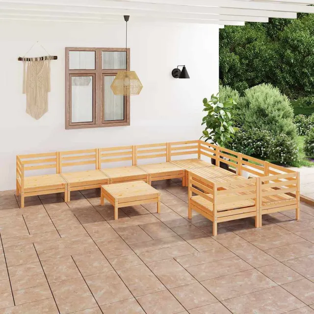 vidaXL 10-delige Loungeset massief grenenhout bruin, foto 2
