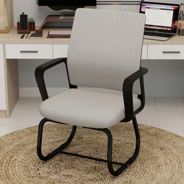 DantefHandels minimalistische fauteuil bureaustoel, metalen frame, comfortabel,Grijs