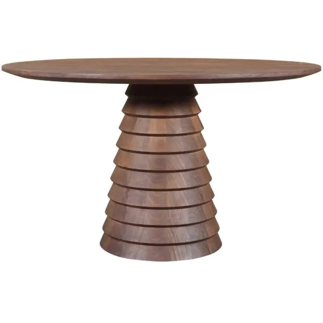 Giga Meubel Eettafel Marín - Rond Donkerbruin Mangohout - 130x130x76cm