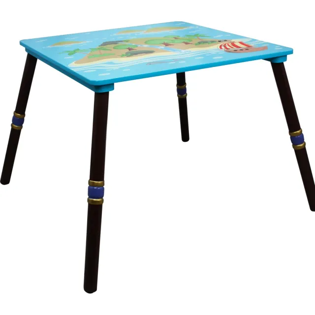 Teamson Kids Houten Tafel Voor Kinder - Kinderslaapkamer Accessoires - Piraat Eiland Ontwerp Blauw