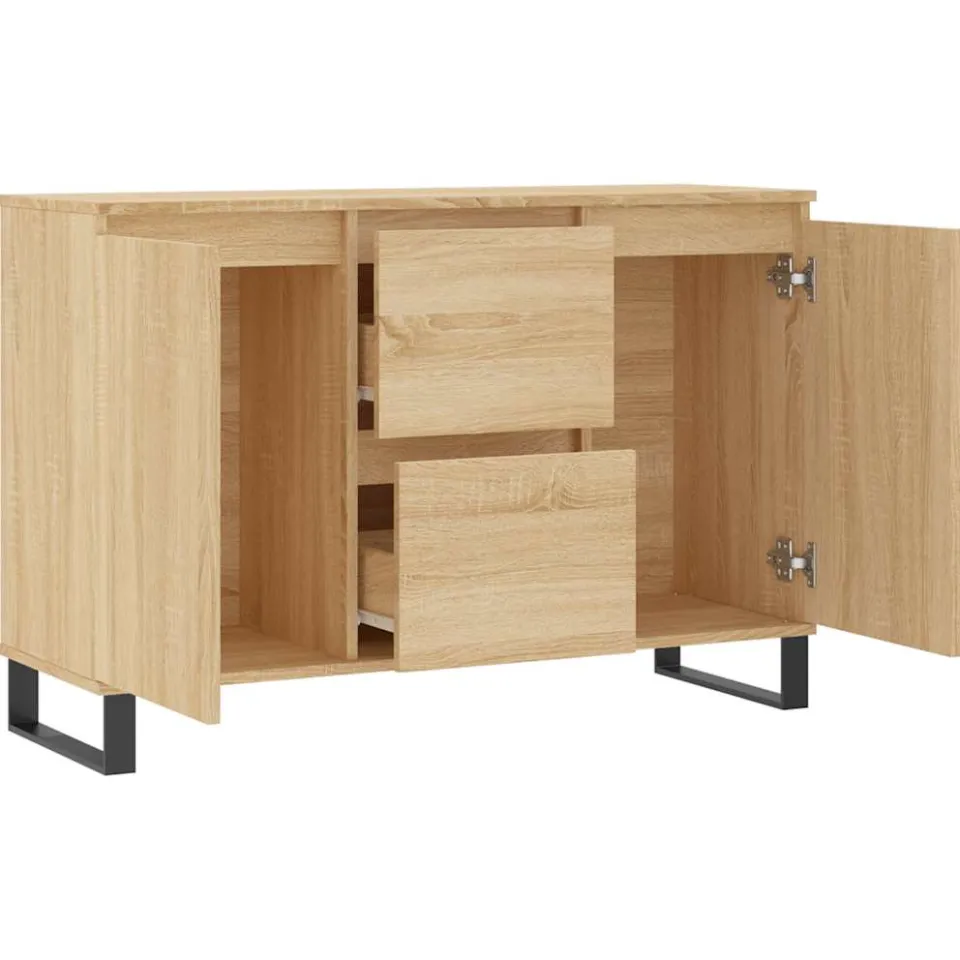 vidaXL Dressoir 101,5x35x70 cm bewerkt hout sonoma eikenkleurig, foto 4