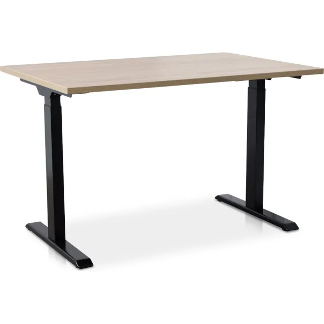 Multi Ratio Zit-sta bureau snelslinger verstelbaar - MRC FAST FLEX | 140 x 80 cm | frame zwart - blad midden eiken Zwart frame | Midden eiken blad