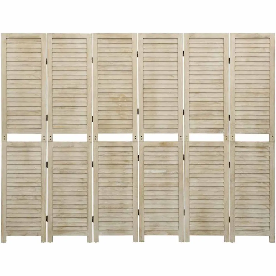 vidaXL Kamerscherm met 6 panelen 210x165 cm massief paulowniahout bruin, foto 3