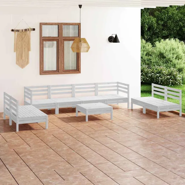 vidaXL 9-delige Loungeset massief grenenhout wit, foto 2