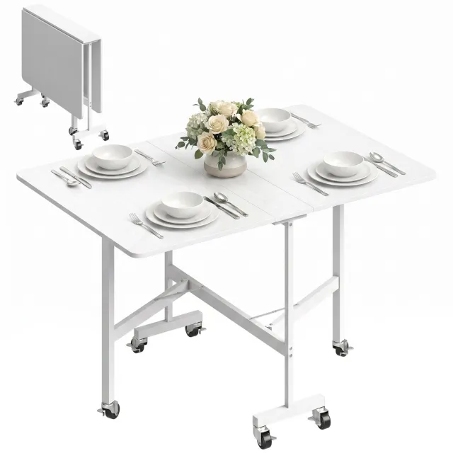 Homcom opklapbare eettafel - spaanplaat, staal - 120x80x73cm - wit