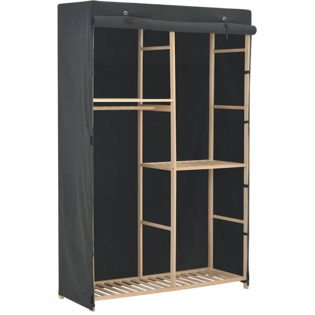 vidaXL Kledingkast 3-laags 110x40x170 cm stof grijs
