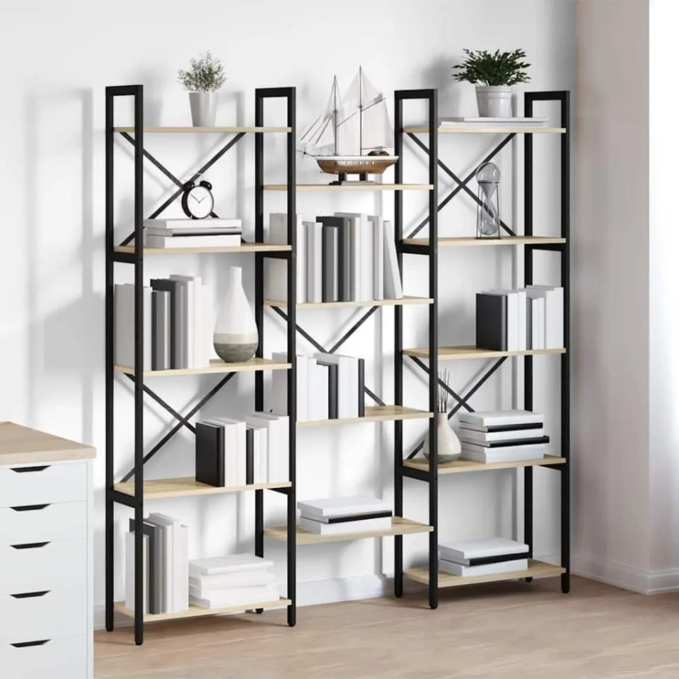 vidaXL Boekenkast 156 x 25 x 167 cm Bewerkt hout Sonoma Eiken, foto 4