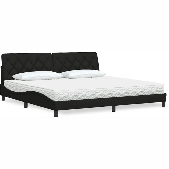 vidaXL Bed met matras stof zwart 200x200 cm