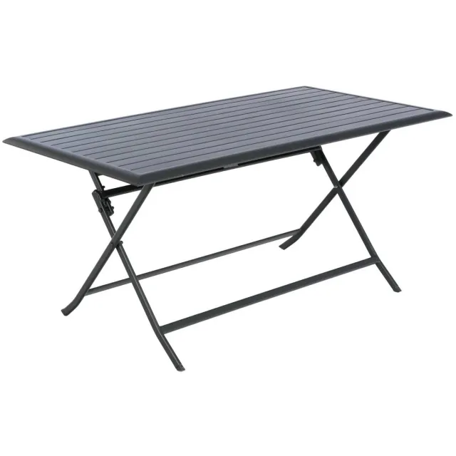 Hespéride Rechthoekige opvouwbare tuintafel voor 6 personen van aluminium AZUA gris graphite