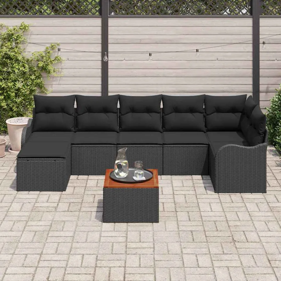 vidaXL Tuinbankenset 8 st Zwart poly rattan