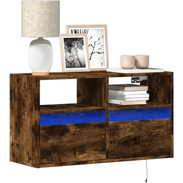 vidaXL Tv-wandmeubel met LED-verlichting 80x31x45 cm gerookt eiken Bruin