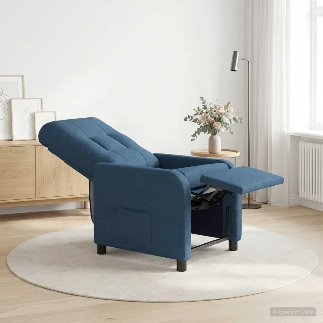 vidaXL Massage Recliner Blauw Stof