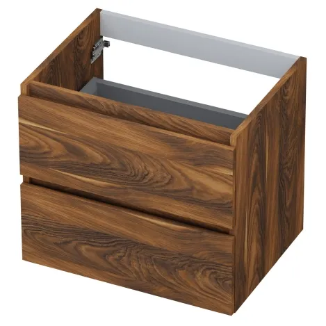 Ink onderkast greeploos met houten keerlijst noten