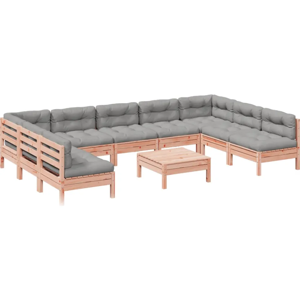 vidaXL 10-delige Loungeset met kussens massief douglas vurenhout Bruin