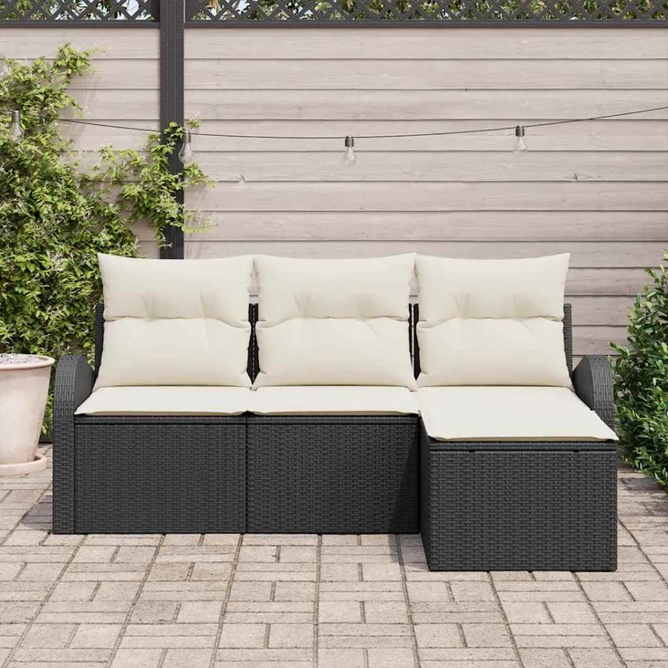 vidaXL Tuin Sofa Set Zwart poly rattan, foto 3