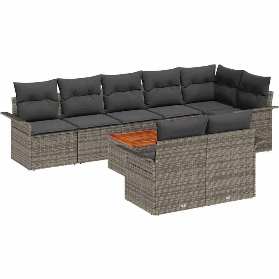 vidaXL Tuinbankenset 9 st Grijs poly rattan, foto 4
