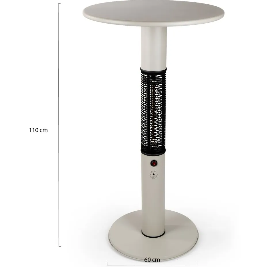 Monti HeatLine Vibe bartafel met terrasverwarmer 1500W ø60cm (h: 110cm) taupe, foto 2