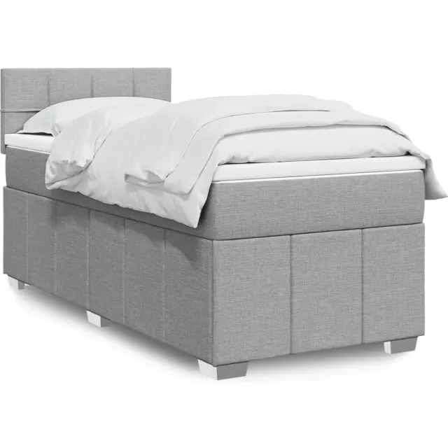 vidaXL Boxspring met matras stof lichtgrijs 90x200 cm grijs