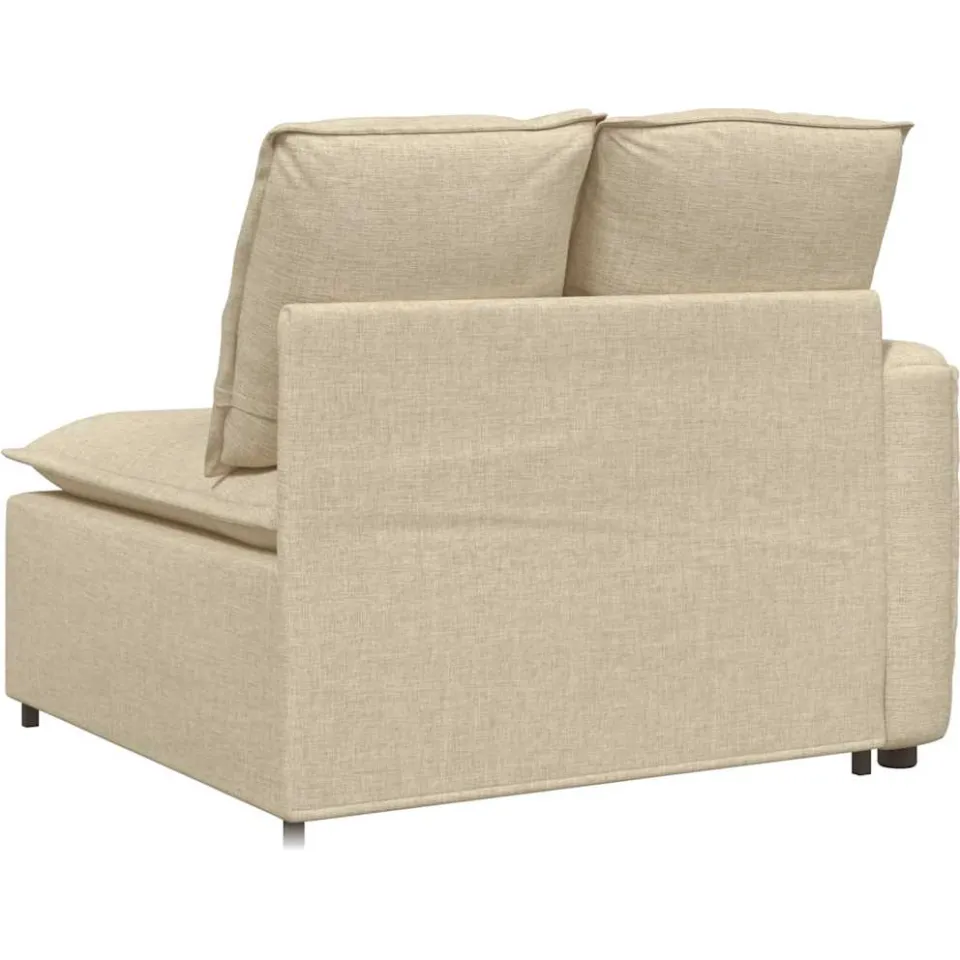 vidaXL Modulaire bank Armleuning eindmodule met kussens 100 cm crème, foto 4