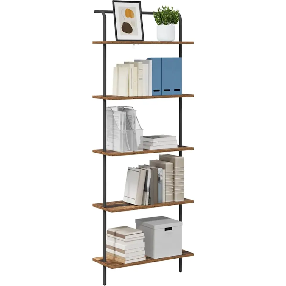 vidaXL Boekenkast 5-laags 60 x 24 x 168 cm Bewerkt hout Oudhout bruin, foto 3