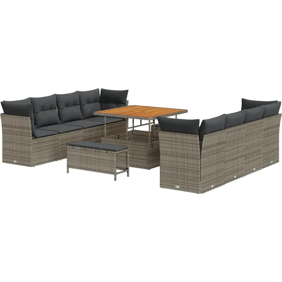 vidaXL Tuinbankenset 11 st Grijs poly rattan