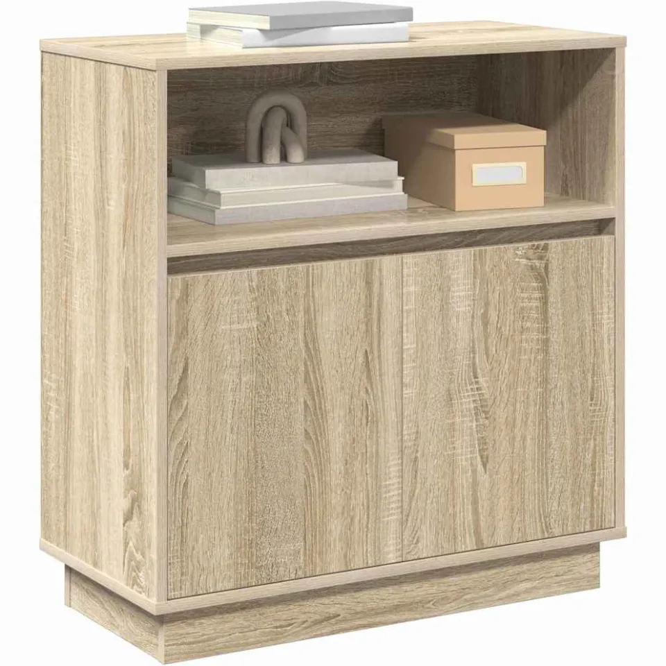 vidaXL LED Sideboard Sonoma Eiken 71 x 34,5 x 75 cm Bewerkt hout Bruin