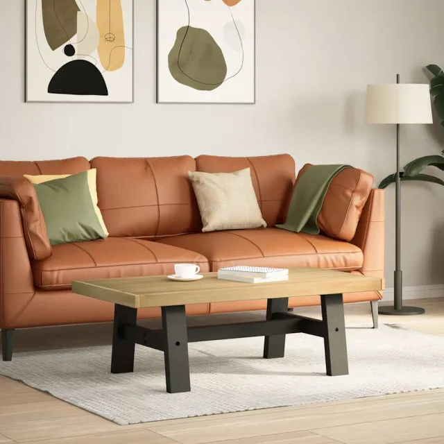 vidaXL Salontafel NOAIN A-vormige poten 120x60x40 cm massief hout Bruin