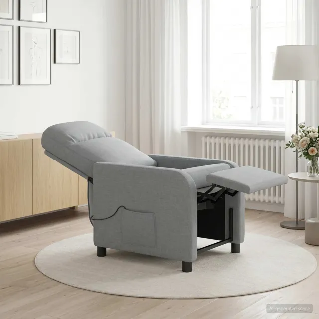 vidaXL Massage Recliner Lichtgrijs Stof
