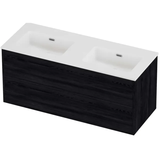 Proline Tribute Badmeubelset Porselein Elegant Voor Grepen 120x46x54 cm Mat White Black Oak Eiken