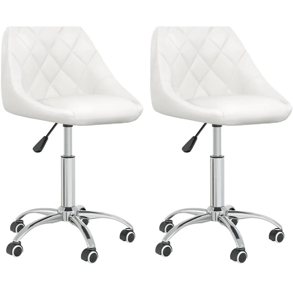 vidaXL Eetkamerstoelen draaibaar 2 st kunstleer wit, foto 3