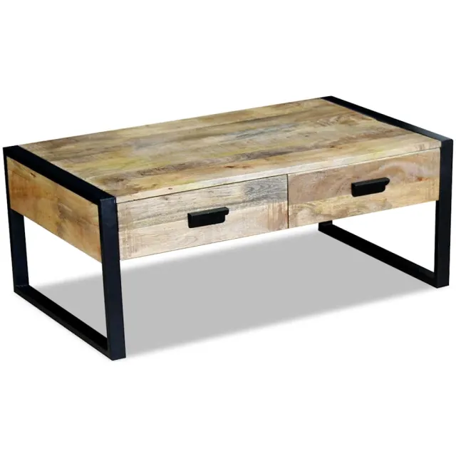 vidaXL Salontafel met 2 lades 100x60x40 cm massief mangohout Bruin