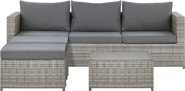 Beliani SABBIA - Loungeset voor 5 - Lichtgrijs - PE rotan