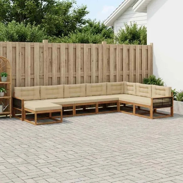 vidaXL Buiten bankenset 8 st 8-zits Natuurlijk en Beige