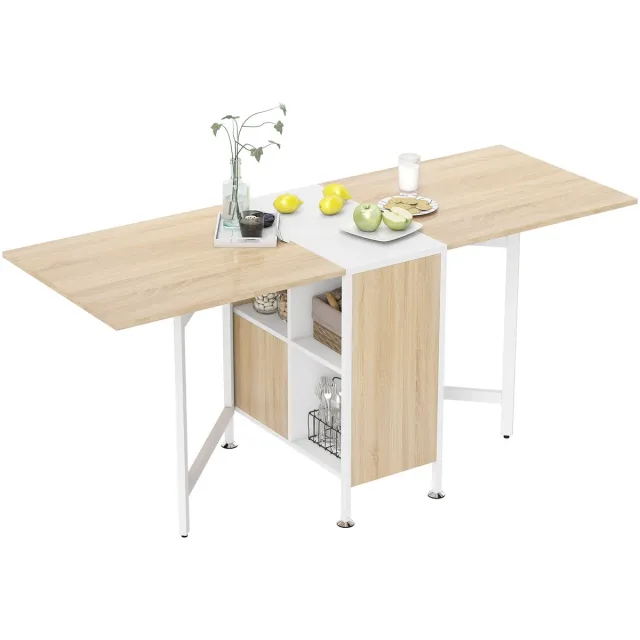 Homcom Opklapbare eettafel-MDF-169x60x75cm-Eiken, Wit