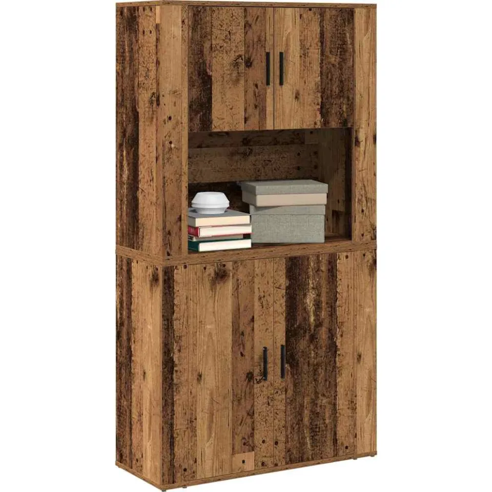 vidaXL Hoge kast Oudhout 80 x 33 x 150 cm Bewerkt hout bruin