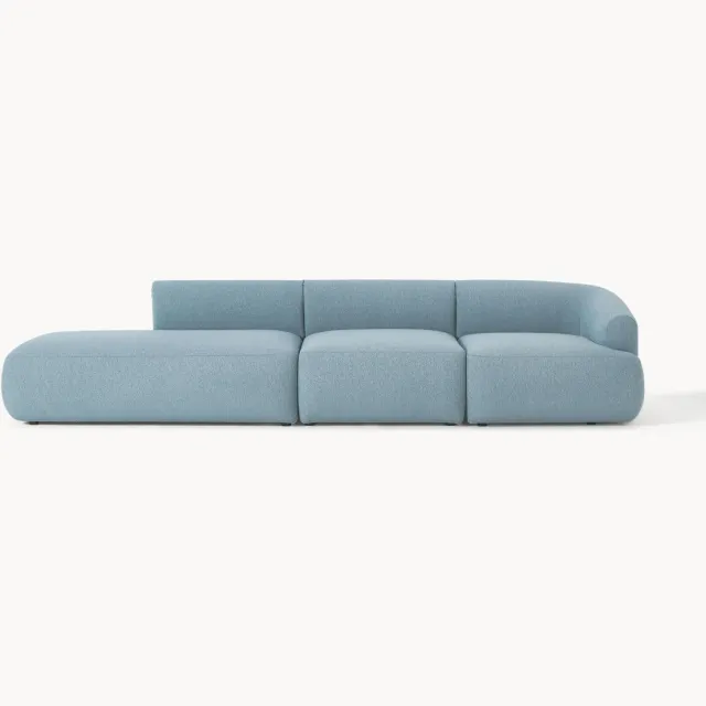 Westwing Collection Modulaire bouclé chaise Sofia (4-zits) blauw