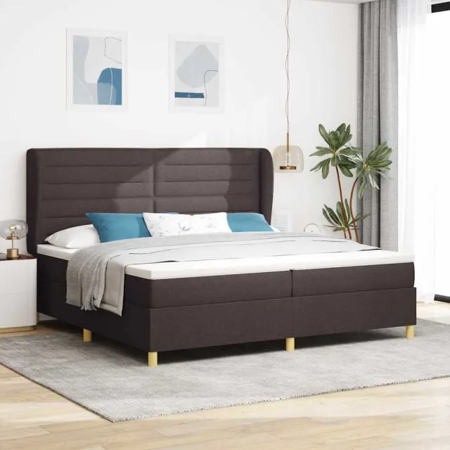 vidaXL Boxspringbed met matras Donkerbruin 200 x 200 cm Stof