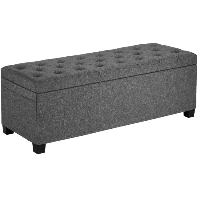 Vevor Opbergpoef 110x40x40cm, Voetenbank Opbergbox, Draagvermogen tot 299,37 Kg, Opvouwbare, Gevoerde Bank met Metalen Frame, Poef voor Woonkamer, Slaapkamer, Gang, Grijs
