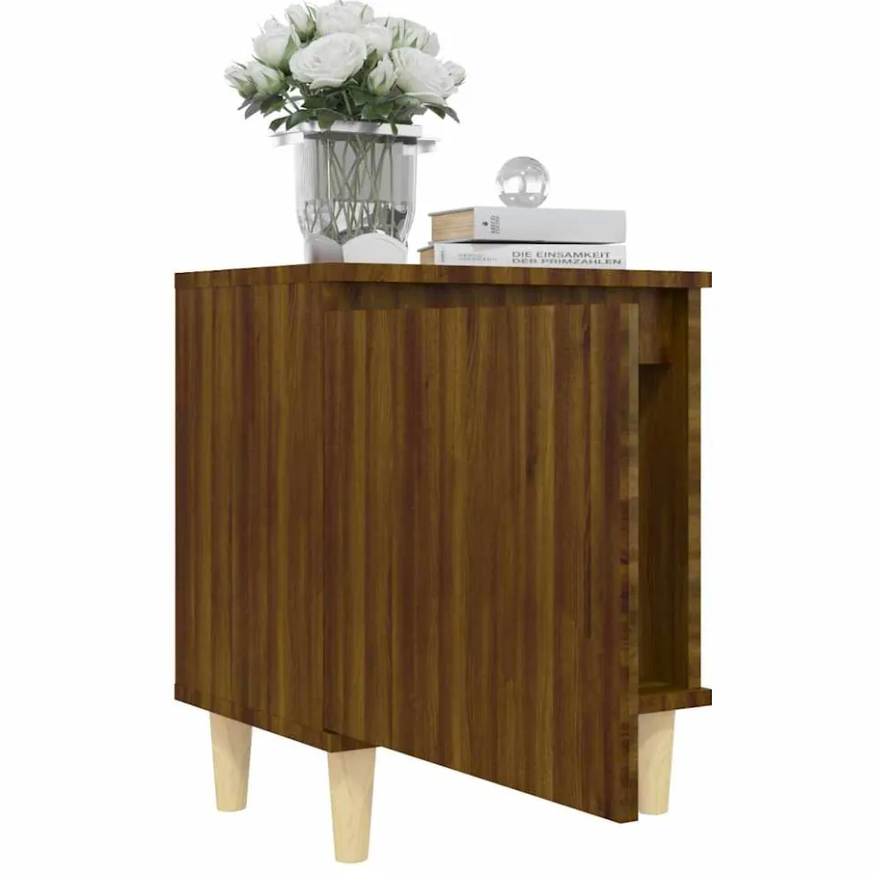 vidaXL Nachtkastjes 2 st met houten poten 40x30x50 cm bruin eikenkleur