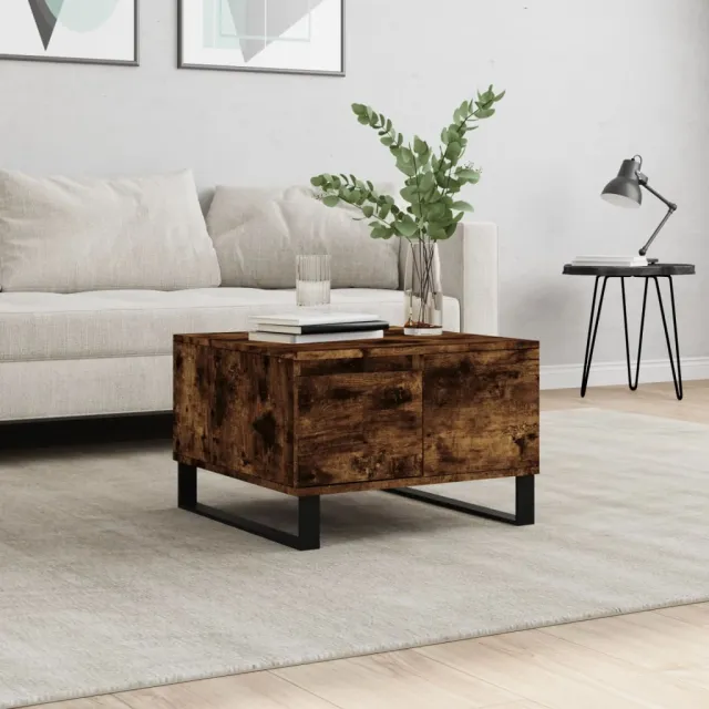 vidaXL Salontafel 55x55x36,5 cm bewerkt hout gerookt eikenkleurig, foto 2