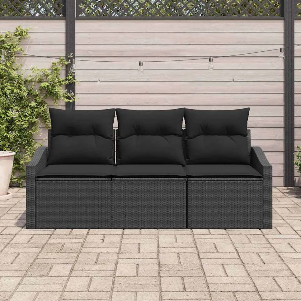vidaXL Bankstel 3 st Zwart poly rattan, foto 3