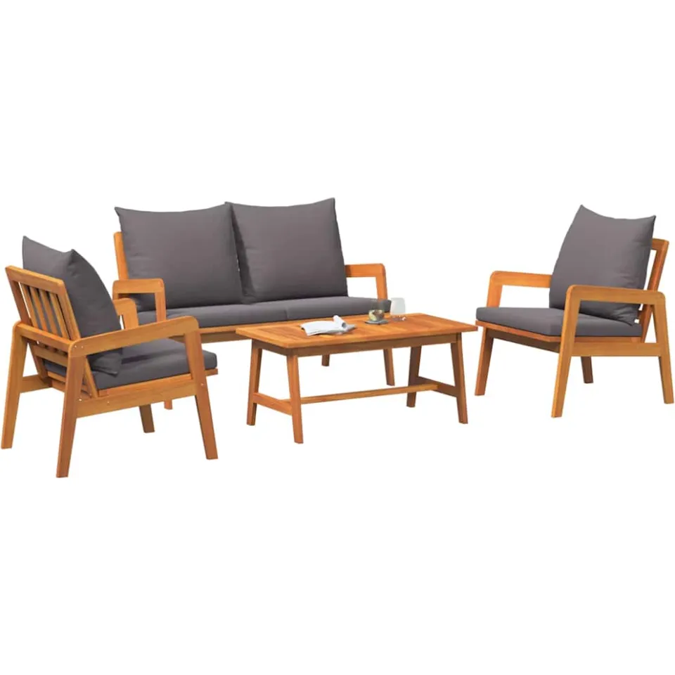 vidaXL Bistroset 4 st Bruin Massief Acaciahout