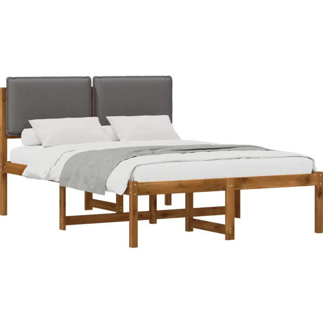 vidaXL Bedframe met gestoffeerd hoofdbord Naturel en lichtgrijs